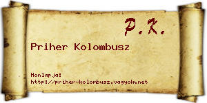 Priher Kolombusz névjegykártya